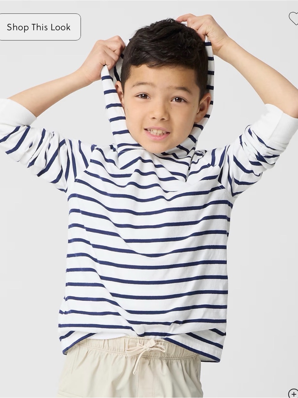Crewcuts Navy Stripe Long Sleeve Hooded T-Shirt